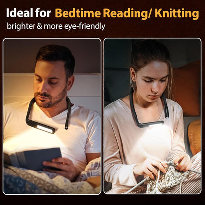 Reading Light Book Lovers Gifts: Book Light for Night Reading in Bed, Eye-Friendly Rechargeable Neck Booklight Book Accessories, Knitting Crochet Sewing Supplies Mothers Day Gifts for Grandma Wife Mom