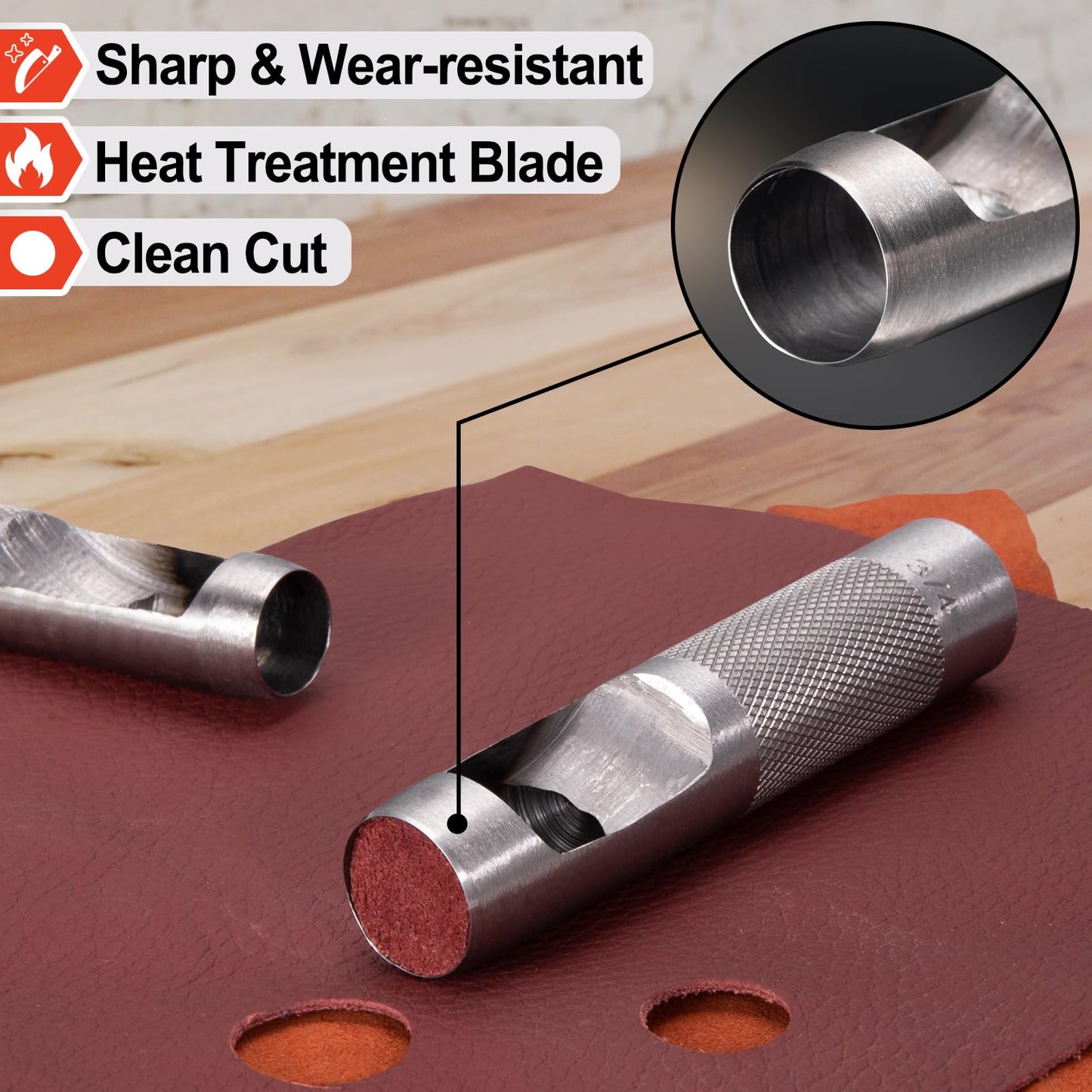 Spurtar 12 PCS Steel Hollow Leather Punch Set 1/8''-3/4'' Heavy Duty Round Hole Punch Set Leather Hole Tool for Watch Cloth Belt Gaskets w/Storage Bag