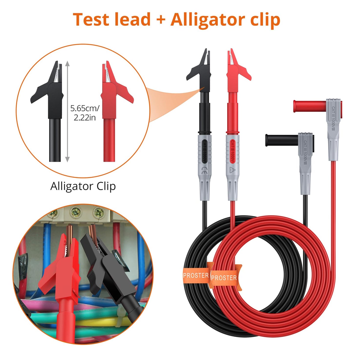 Proster Multimeter Leads Kit 9 in 1 Test Leads with Alligator Clips Test Leads Test Hook Test Lead Tweezers Electric Tester Leads for Multimeter Tester