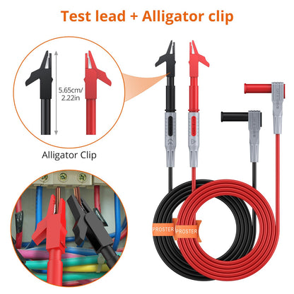 Proster Multimeter Leads Kit 9 in 1 Test Leads with Alligator Clips Test Leads Test Hook Test Lead Tweezers Electric Tester Leads for Multimeter Tester