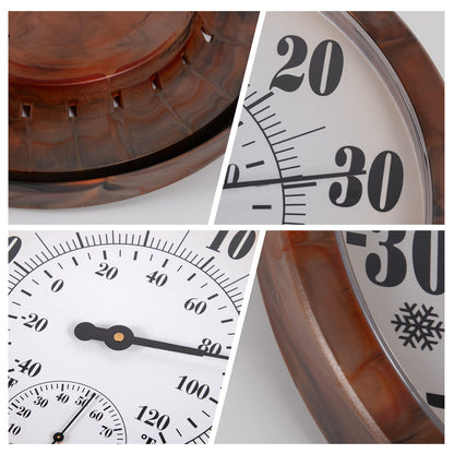 Indoor Outdoor Thermometer Hygrometer - 25.4cm Outdoor Thermometers Large Number, 2 in 1 Thermometer Hygrometer, No Battery Needed Large Outdoor Thermometers for Patio (Brown)