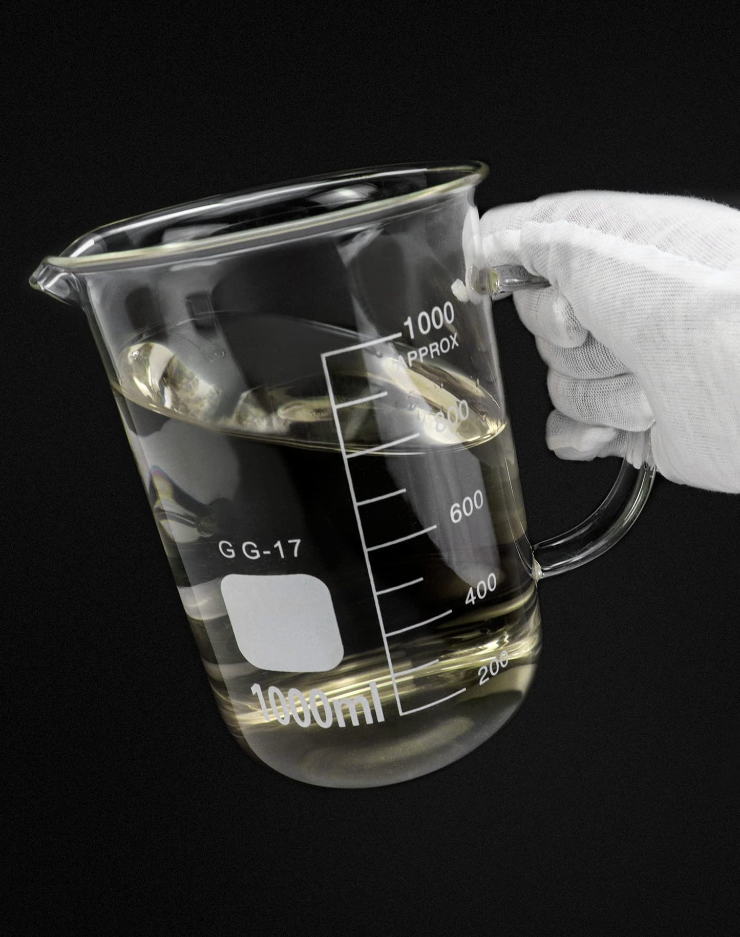 QWORK 1000ml Beaker Mug with Handle, Borosilicate Glass Measuring Cup, 2 Pack
