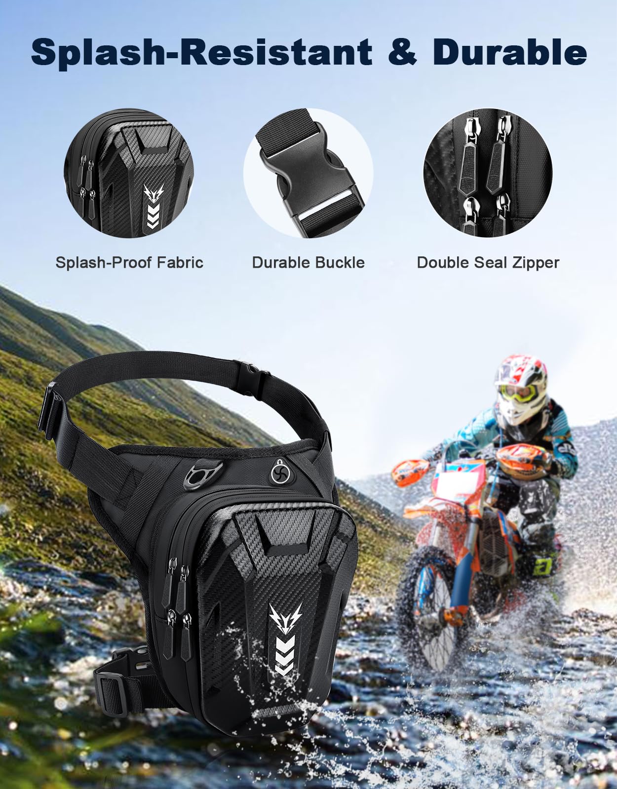 ISEYOU Thigh Bag, Drop Leg Bag for Women Men, Motorcycle Leg Bag with Leg Strap, Expandable Storage Tank Bags for Racing Bike Cycling Horse Riding Hiking Camping Fishing Travel Outdoor