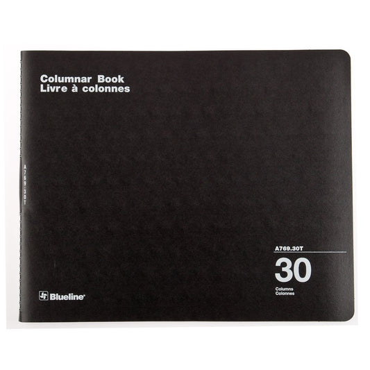 Blueline Columnar Book, Twin-Wire Binding, 30 Columns with Description, 80 Pages, 12-Inch x 14-15/16-Inch, Black (A769.30T)