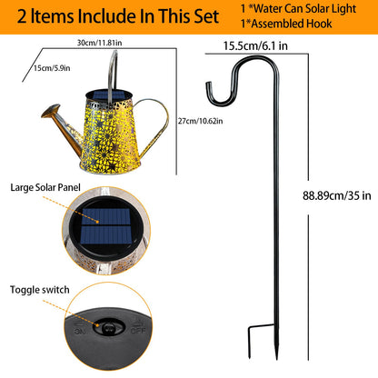 Vcdsoy Solar Watering can with Lights - Gifts for Mom Women Grandma, Solar Lights Outdoor Decorative Waterproof, Waterfall Fairy Lights Yard Decor for Table Patio Yard Pathway Walkway Party
