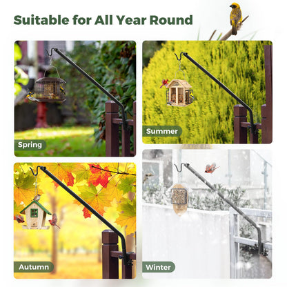 Kingsyard Heavy Duty Deck Hook, 27"-39" Adjustable Metal Deck Railing Hooks for Hanging Bird Feeders, Planters, Suet Baskets, Lanterns, Wind Chimes, Clamp Mounted