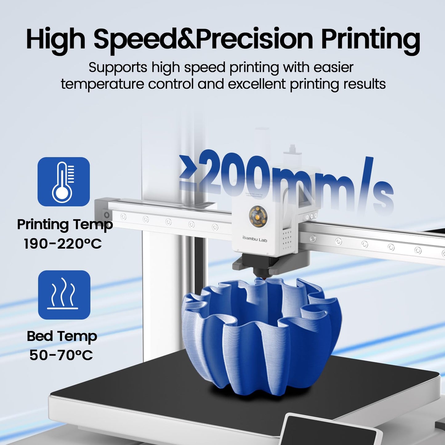 3D Printer Filament,PLA Filament 1.75mm Dimensional Accuracy±0.03mm Neatly Wound 3D Printing Filament Compatible with Bambu Lab/Anycubic/Creality All 3D Printers-1kg Spool (2.2lbs)-Blue