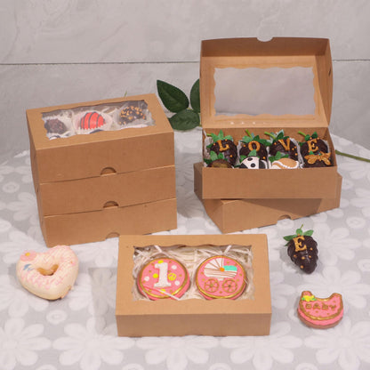 OSPAKTEK50pcs 7x4.3x2 Inches Brown Bakery Boxes for Cookies, Strawberries, Cake Pops, Truffles, Cakesickles, Charcuterie - Christmas, Valentine's, Mother's Day