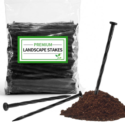 120-Pack 8-Inch Heavy Duty Plastic Landscape Edging Spikes – Spiral Anchoring Nails for Paver Edging, Weed Barrier Fabric, Artificial Turf & Garden Borders – Rust-Free Nylon Stakes