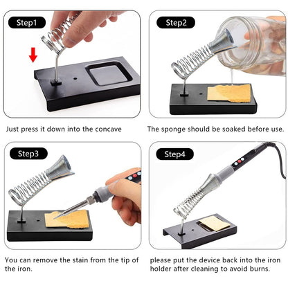 90W Soldering Iron with LCD Adjustable Temp 180-480°C, Soldering Kit with 5 Tips, Desoldering Pump, Solder Wire, Tweezers, Iron Stand, Sponge, Power Cords - Ideal for Solder Iron Electronics Repairs