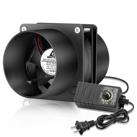 GDSTIME 80mm Exhaust Fan, 8Omm x 25mm 3 Inch 12V Fume Extractor with Speed Contorller, Duct Fan for DIY Cooling, Soldering, Ventilation, Dual Ball Bearings