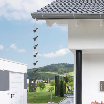 MrMrKura 8 FT Rain Chains for Gutters Birds Rain Chain Gutter Adapter Rain Chimes for Outside, Metal Rain Catcher Gutter Chain Downspout for Heavy Rain