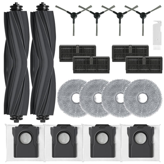 Replacement Parts for Dreame L10s Ultra Gen 2/ L10s Pro Ultra Heat, Accessories for Dreame X30 Ultra/Mova E30 Ultra, 2 Main Brushes, 4 Mopping Pads, 4 Dust Bags, 4 HEPA Filters, 4 Side Brushes