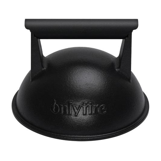 onlyfire Cast Iron Cheese Melting Dome Heavy Duty Round Basting and Steaming Cover for Blackstone Flat Top Griddle Grill, Grilling Lid with Heat-Proof Handle for Outdoor Camping, 7 Inch