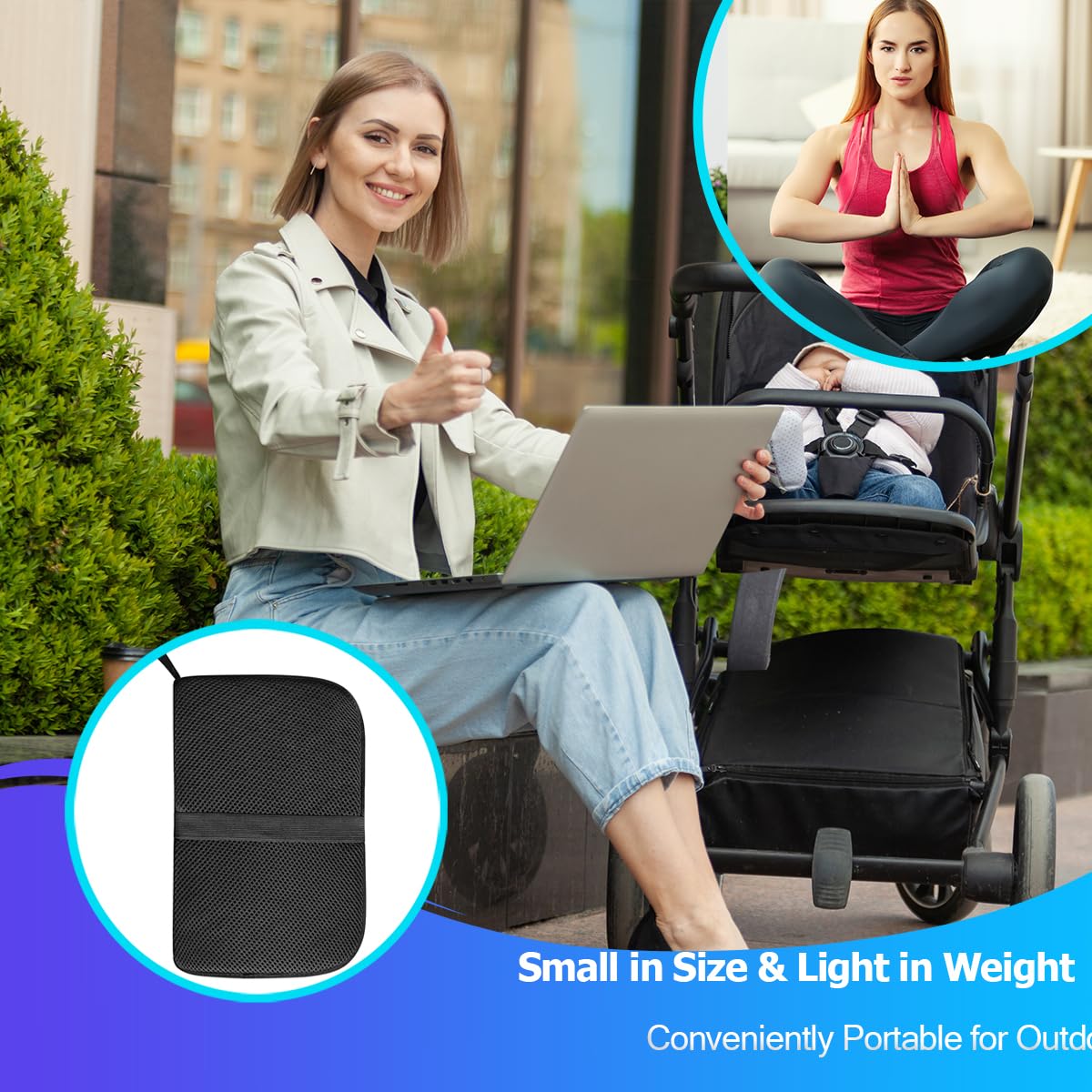 Foldable Gel Seat Cushion Portable Massage Travel Cushions, Thick Foldable Seat Cushion for Car Seat & Office Chair, Pressure Sores Tailbone Pain Relief (1.25-Inch/3.2cmThick)