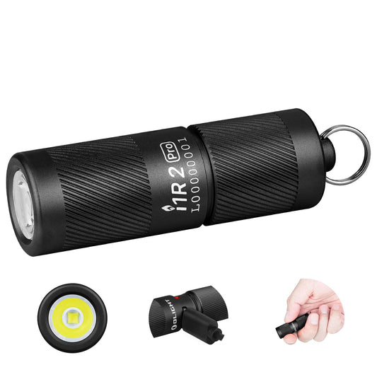 OLIGHT I1R 2 PRO EOS 180 Lumens Rechargeable EDC Keychain Flashlight, Type-C USB Cable, Pocket Tiny Lights for Everyday Carry, Outdoors, Indoors (Black)