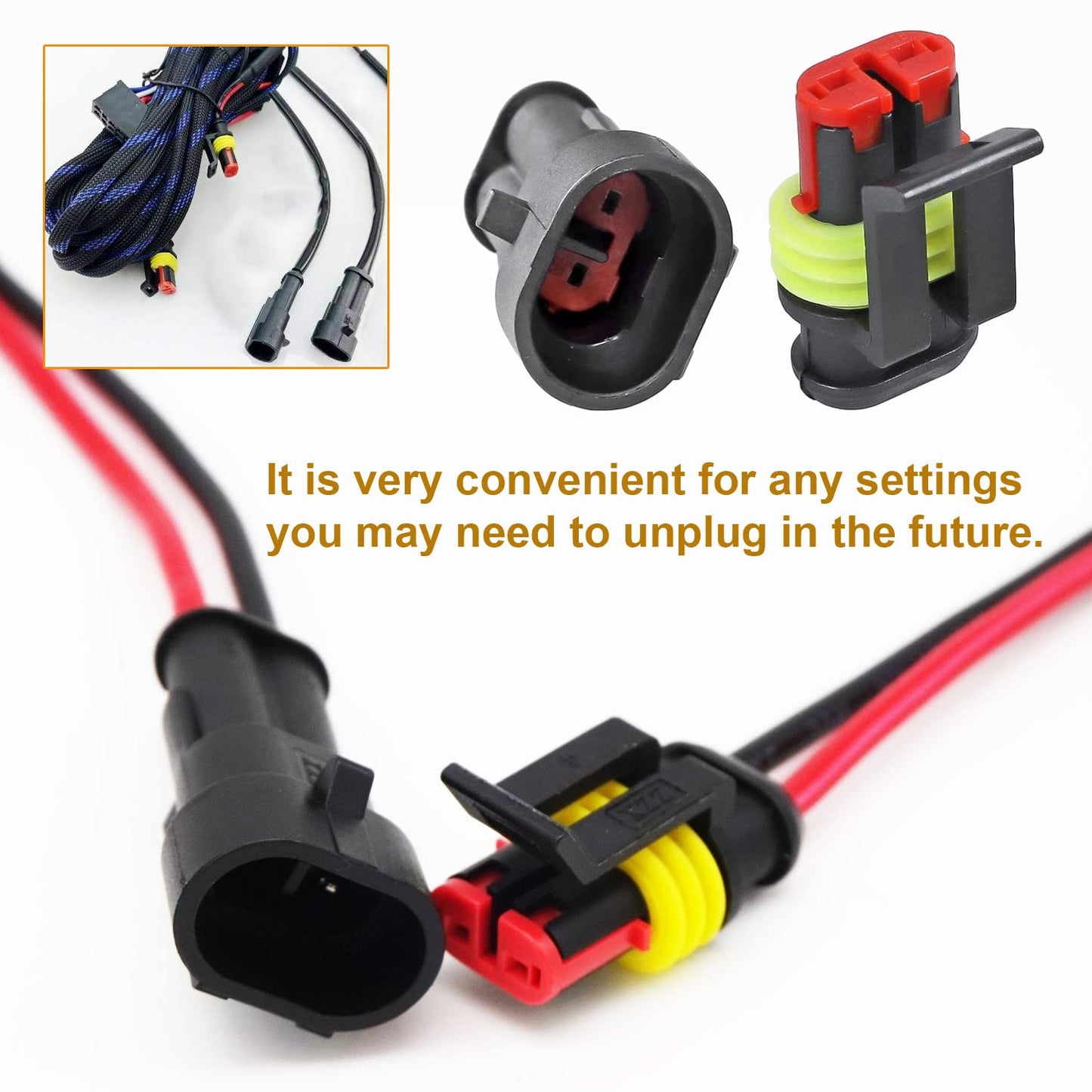 Twippo 20 Kits 2 Pin Connector Automotive Electrical Connectors 2 Wire Connectors Waterproof Connector Disconnect and Connect 22-16 AWG