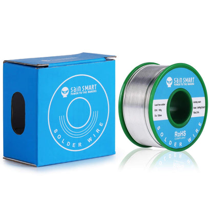 SainSmart 0.8mm Lead Free Solder Wire with Rosin2 Sn97 Cu0.7 Ag0.3, Tin Wire Solder for Electrical Soldering (100g /0.22lbs)