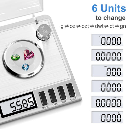 Fuzion Milligram Scale, 50g/0.001g Digital Milligram Scale with Calibration Weights, Jewelry and Gem Scale, Mg Scale for Powder Medicine, Reloading, Includes Scoop, Powder Pan and Tweezers