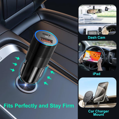 5-Pack Car Charger USB C Fast Charger, Bangfun 36W Dual Port 12V USB C Car Phone Charger QC&PD 3.0 Fast Charging Cigarette Lighter Adapter for iPhone 17 16 15 14 13 12 11 iPad,Samsung,Pixel,Android