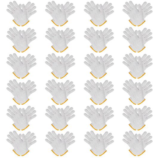 24 Pairs Work Gloves Garden Gloves Men Women White Cotton Safety Glove Liner for BBQ Cooking Industry Warehouse Construction