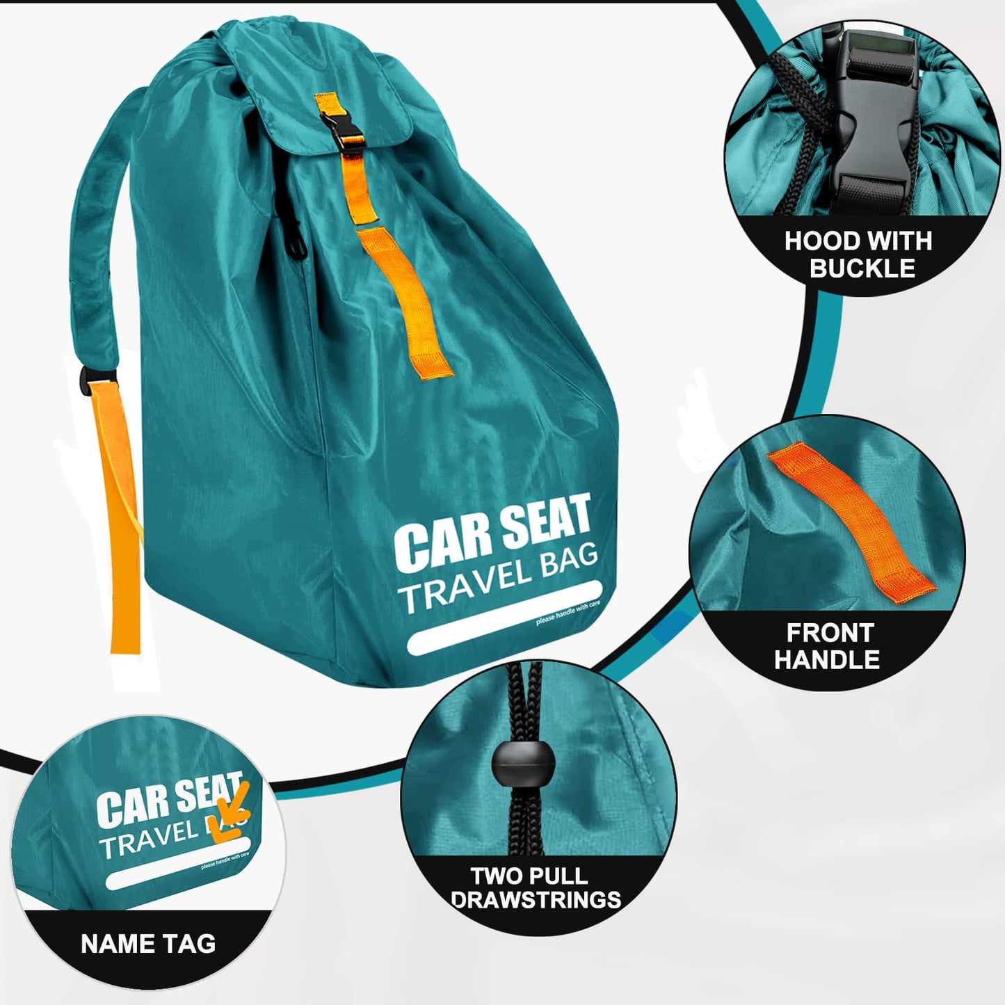 Car Seat Travel Bag for Airplane, Large Car Seat Bags for Air Travel with Comfort Padded Straps, Gate Check Storage Bag/Backpack for Carseat Airport, Carseat Cover Travel - Baby Travel Essential