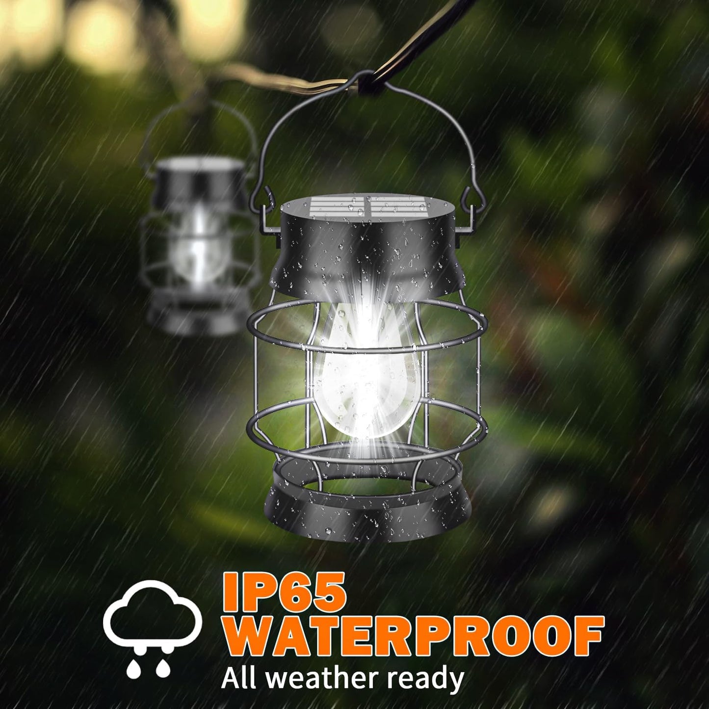 Solar Lantern Outdoor,Solar Lights Outdoor Waterproof Garden Lights,2 Pack Metal Hanging Lanterns Outdoor White LED Lighting for Yard Patio Pathway Garden Decorations