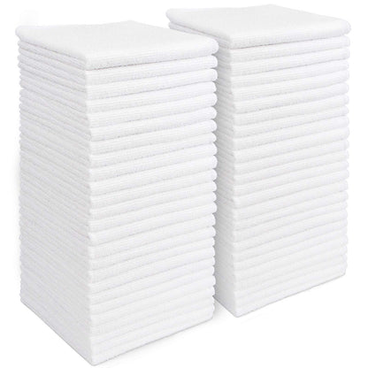 AIDEA Microfiber Cleaning Cloths White-50PK, Absorbent Cleaning Rags, Lint-Free Rags, Dust Cloth, Microfiber Towels Wash Cloth Dish Towels-11.5"x 11.5"
