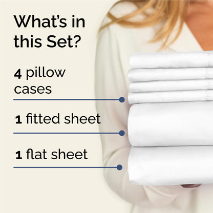King 6 Piece Sheet Set - Breathable & Cooling Sheets - Hotel Luxury Bed Sheets - 1 Flat Sheet, 1 Fitted Sheet & 4 Pillowcases - Deep Pocket - Easy Fit - Comfy, Soft & Wrinkle Free - King White Sheets