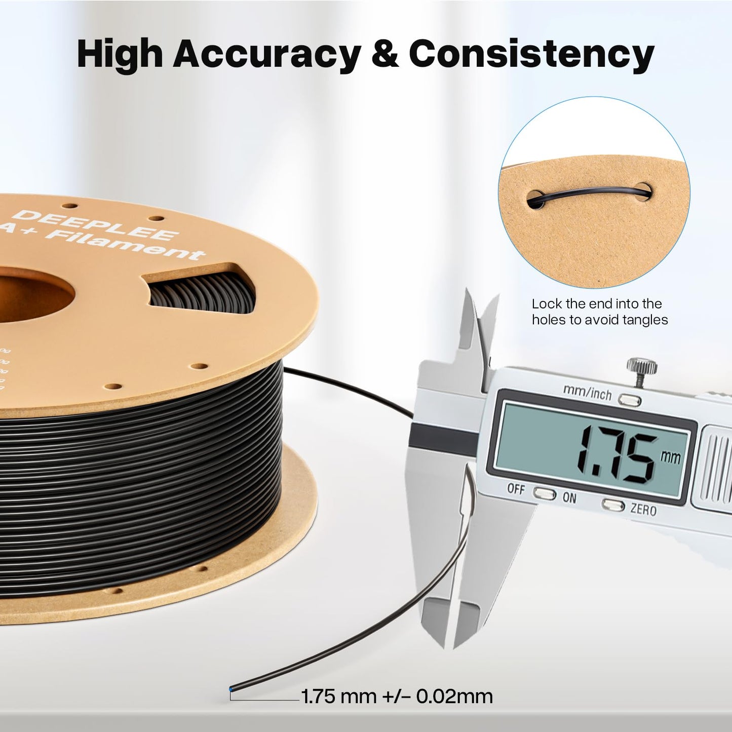 DEEPLEE PLA+ 1.75mm 3D Printer Filament, PLA Plus with Dimensional Accuracy +/- 0.02mm, Higher Strength and Toughness, Neatly Wound, No Clogging, Fits for Most FDM 3D Printers, 1KG Brown