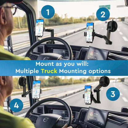 EVEMANT Phone Mount for Truck, Truck Phone Holder Mount Heavy Duty, Dashboard Windshield Phone Holder for Semi Truck, Suction Cup Phone Mount for Truck Accessories, Compatible with iPhone/Samsung