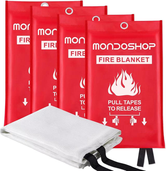 Fire Blanket for Home Kitchen Emergency - Mondoshop Fire Suppression Blanket Fireproof Blanket Fire Retardant Blankets for Car, Fireplace, Camping, Picnic, Grill (4)