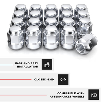 White Knight M12x1.5 Lug Nuts for Select Honda and Acura, Factory Style Chrome Radius Seat – WN20107-20AM (20 Pack)