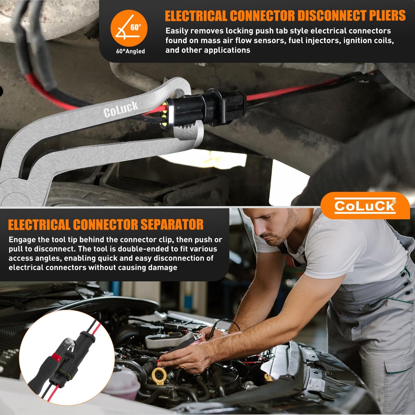 3Pcs Electrical Disconnect Pliers 37960 37980, 60 Degree Connector Separator 13120, Automotive Terminal & Plug Removal Tool Kit - Electrical Pliers Connector Pliers Set Terminal Removal Tool