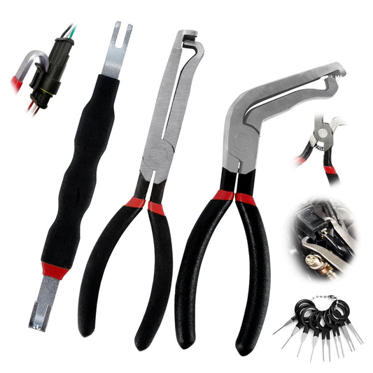 4PCS Electrical Disconnect Pliers Set,37960 Straight +37980 60° +13120 Electrical Disconnect Pliers for Cars,Carbon Steel Fuel Line Disconnect Tool Set, Connector Repairs for Mechanics and DIYers