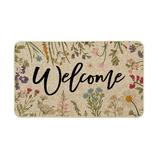 Artoid Mode Wild Flowers Welcome Summer Doormat, Spring Home Decor Low-Profile Switch Rug Door Mat Floor Mat for Indoor Outdoor 17x29 Inch