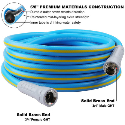 HQMPC Hose Garden Hose 5/8 in. x 30 ft., Water Hose Heavy Duty Durable Material Water Hose with Solid Fittings (Blue) …