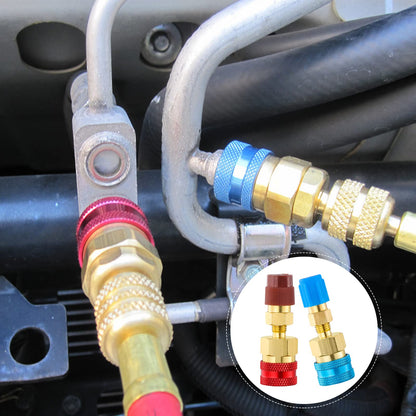 Tigbear R1234yf Quick Couplers Kit, R1234YF to R134A Quick Coupler Adapter, High/Low Side Quick Coupler R1234YF AC Charging Hose Adapter Fitting Connector for Car Conditioner AC Charging