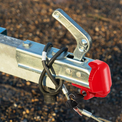Nicunom Trailer Hitch Lock, Universal Lock Trailer Heavy Duty Coupler Locks with Keys, Red Trailer Tongue Lock for Vehicle Tow Boat RV Truck, Fits 1-7/8", 2" & 2-5/16" Couplers
