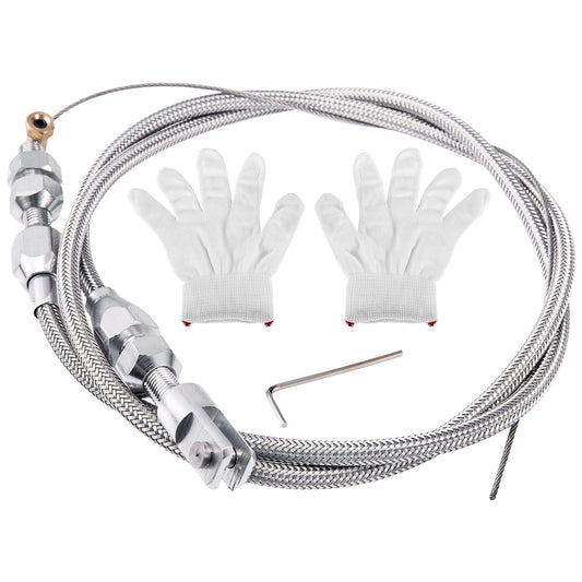 Spurtar 36" Braided Throttle Cable Kit, Compatible with 97-07 Chevrolet/Chevy LS1 Engine 4.8L 5.3L 5.7L 6.0L, 36in Accelerator Throttle Cable Repair Kit Stainless Steel Swap Fuel Line