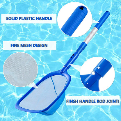 FBSPORT Pool Skimmer Net with Telescopic Pole, 59 inch Swimming Pool Leaf Net, Fine Mesh Pool Net, Pool Cleaner Maintenance Tool-Easy to Collecting Leaves for Swimming Pools, Hot Tubs, Ponds