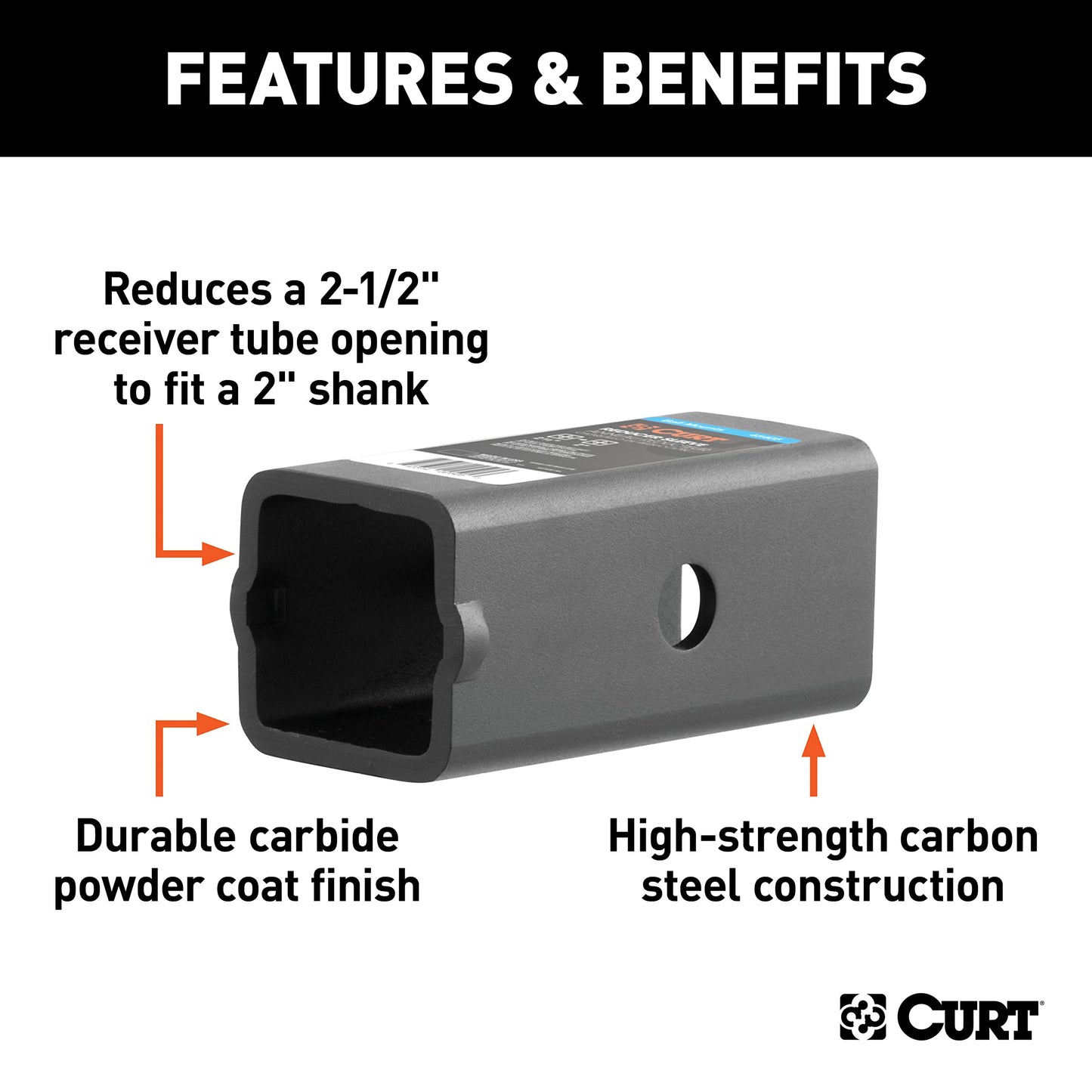 CURT Manufacturing 45405 2-1/2" to 2" Receiver Adapter Sleeve