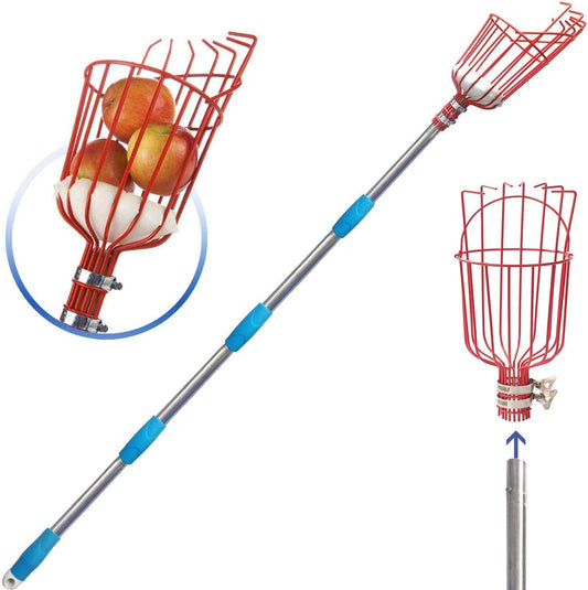 Fruit Picker Tool, Fruit Picker with Basket and Pole Easy to Assemble & Use Fruits Catcher Tree Picker for Getting Fruits(5ft)