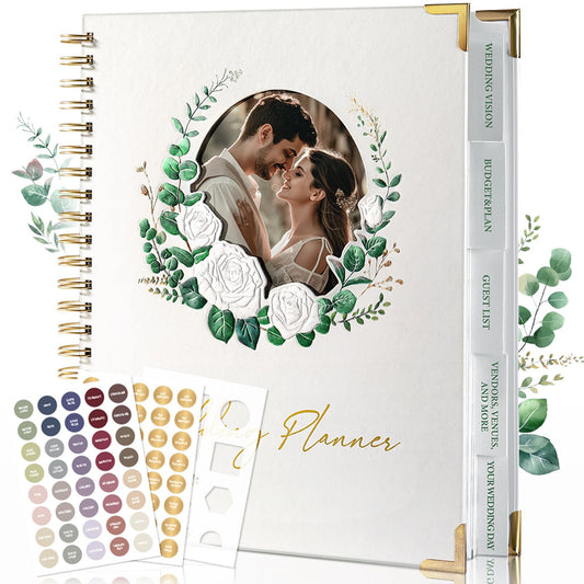 Wedding Planner Book and Organiser for Weddings: Engagement Gifts for Couples With Interchangeable Photo Cover - Wedding Gifts for Bride With Checklists, Budget Tracker, Guest List & Timeline 11.5 * 10.5in