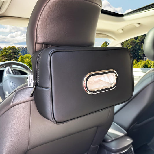 Noaman Upgraded Large Car Tissue Holder Premium PU Leather Tissues Box Cover Backseat Rectangular Napkin Holder for Car Fits for 120 Standard Kleenex Tissues Box
