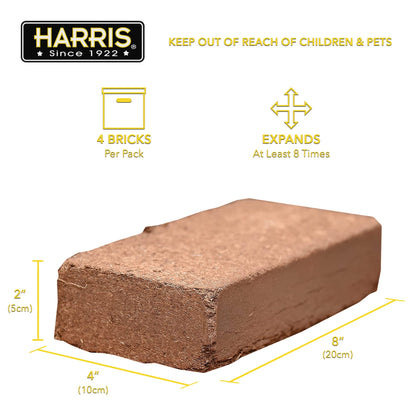Harris Coconut Coir Pith, 4 Bricks Expand to 9 Gallons of Coir to Promote Healthy Root Growth
