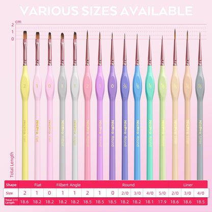 Nicpro 15PCS Micro Fine Detail Paint Brush Set, Macaron Pastel Small Miniature Fine Tip Detail Brushes Kit for Acrylic Oil Watercolor, Craft, Models, Miniatures, Rock Painting, Paint by Numbers