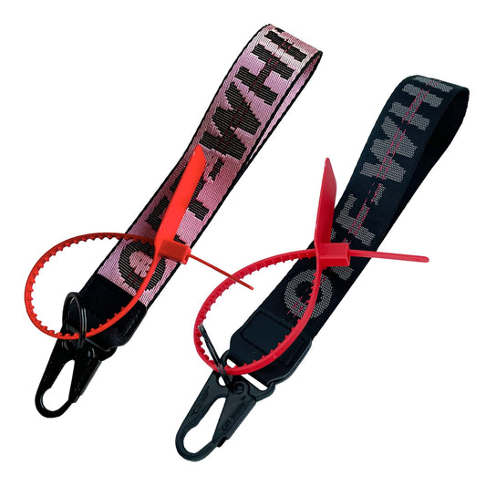 (2 Pack) Fashion Letter Lanyard Keychain,Wristlet Keychain, Key Chain can Hang Keys, Wallet, Jeans Decoration, Office Badge,Unisex Cool Wrist Lanyard (Black,Pink)
