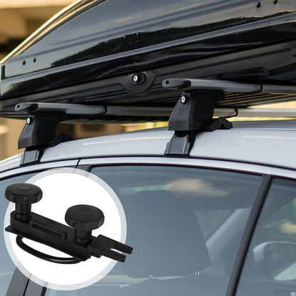 KOUISYY Universal Roof Box Mounting Fitting Kit, Heavy Duty Roof Rack U-Bolt Clamp Kit with 2 Straps & 20 Hole Seals, Anti-Scratch Car Cargo Carrier Brackets for SUV Van Truck Fits Most Roofs Boxes
