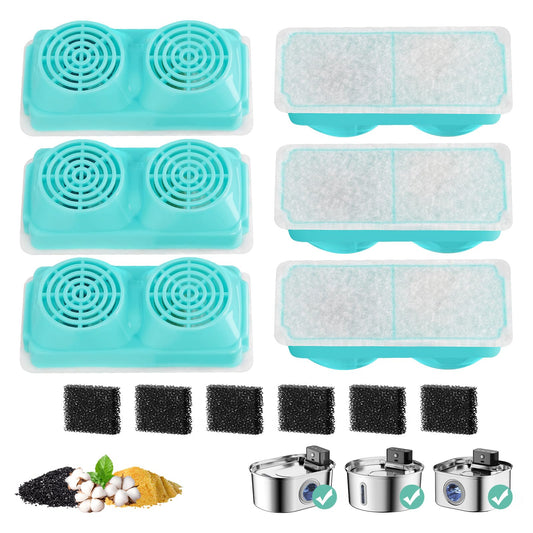 BFLICROY 6 Pack Replacement Filters for 3.2L Cat Drinking Fountain, Multiple Filtration Cat Water Dispenser Filters, Pet Fountain Filters Replacement
